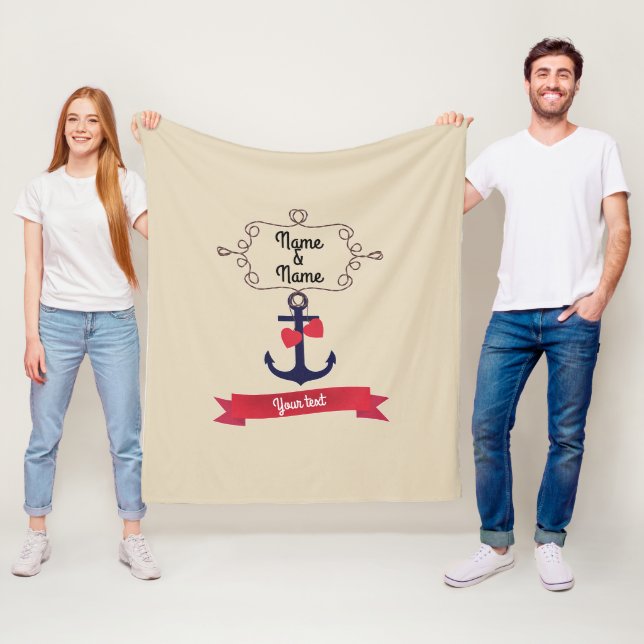 Ankerseil Rahmen nautische Seereise Rot ri Fleecedecke (Beispiel)