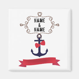 Ankerseil Rahmen nautische Seereise Rot ri Magnet