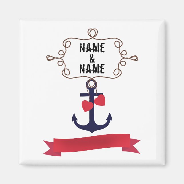 Ankerseil Rahmen nautische Seereise Rot ri Magnet (Vorne)