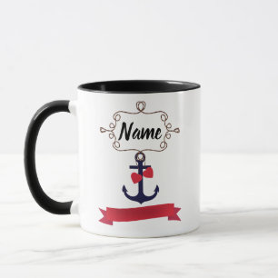 Ankerseil Rahmen nautische Seereise Rot ri Tasse