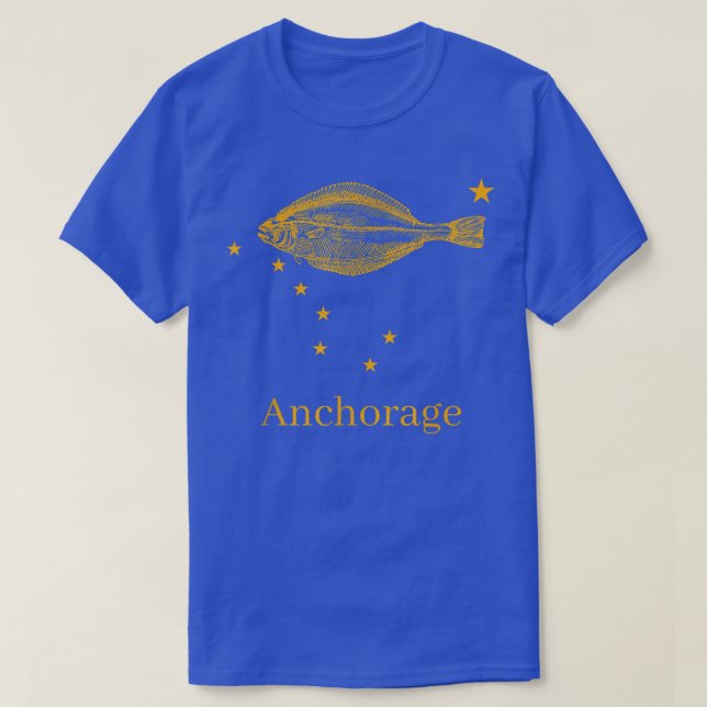 Ankerstaat Alaska Flaggenstaat Haibutt Fischerei  T-Shirt (Design vorne)