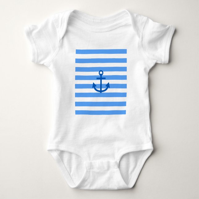 Ankerstreifen blau und weiß baby strampler (Vorderseite)