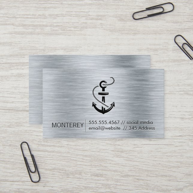 Ankersymbol | Hintergrund für metallisch gebürstet Visitenkarte (Vorderseite/Rückseite Beispiel)