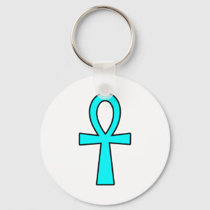 Ankh Ägyptisch Hieroglyphic Cross Key Life Blue Schlüsselanhänger