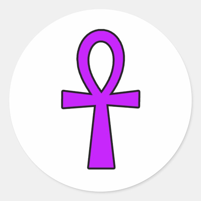 Ankh ägyptische Hieroglyphische Symbole Lila Schlü Runder Aufkleber (Vorderseite)