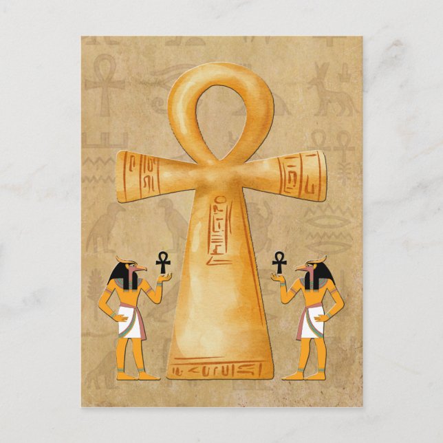 Ankh Key Of Life On Hieroglyph Postkarte (Vorderseite)