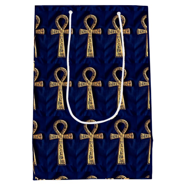 Ankh mit ägyptischen Hieroglyphen Mittlere Geschenktüte (Rückseite)