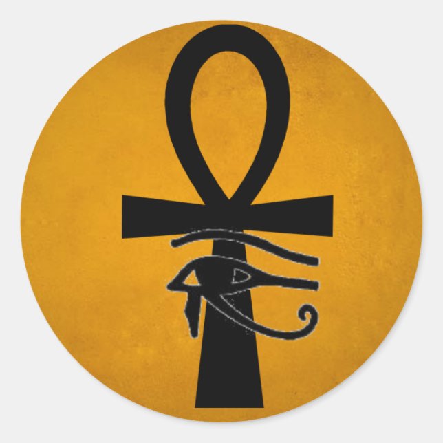 Ankh mit Horus Eye Runder Aufkleber (Vorderseite)