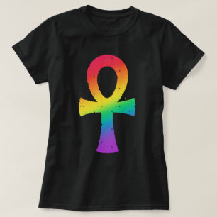 Ankh Rainbow Swirl Pattern T - Shirt