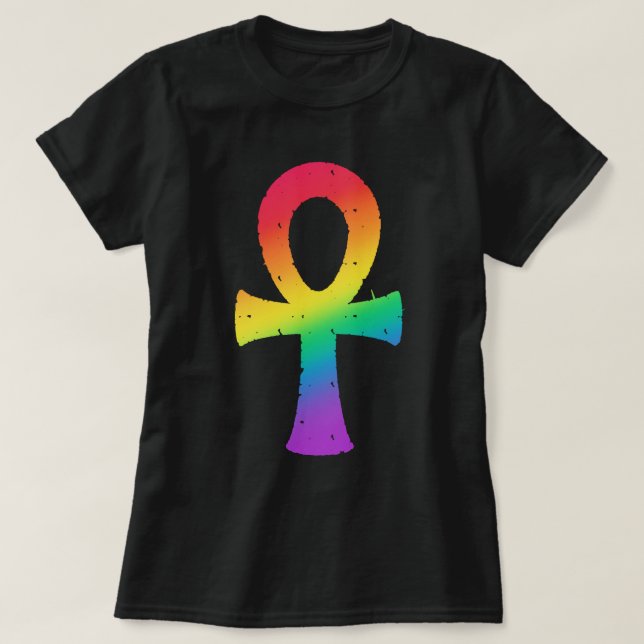Ankh Rainbow Swirl Pattern T - Shirt (Design vorne)