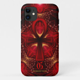 Ankh Red Goddess Monogram iPhone 5 Fall iPhone 11 Hülle