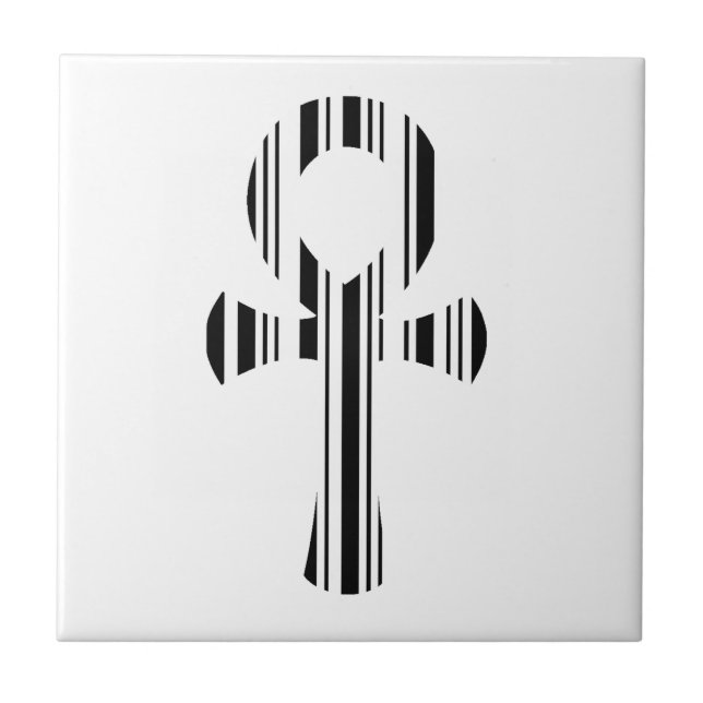 ANKH SYMBOL BAR CODE Ankhs Barcode Design Pattern Fliese (Vorderseite)
