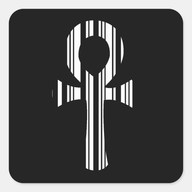 ANKH SYMBOL BAR CODE Ankhs Barcode Design Pattern Quadratischer Aufkleber (Vorderseite)