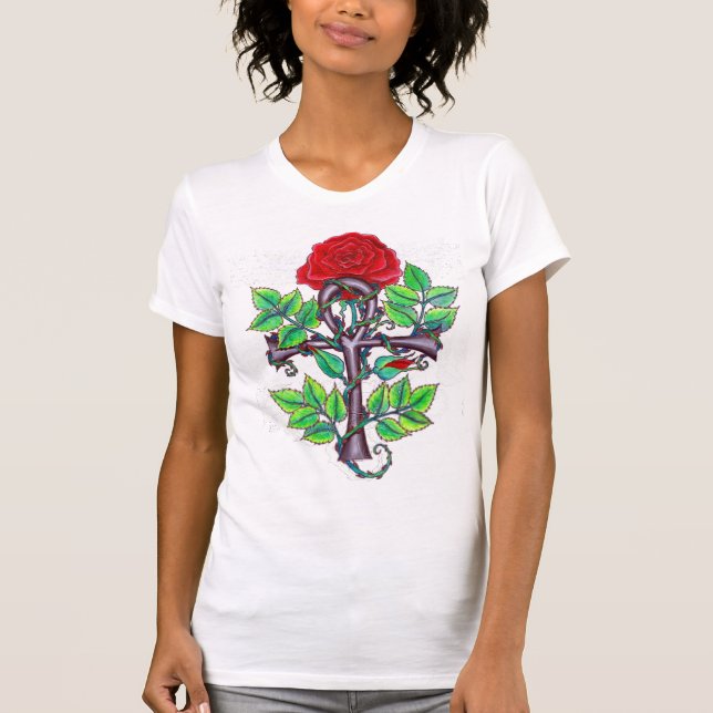 Ankh und Rosen-T - Shirt (Vorderseite)