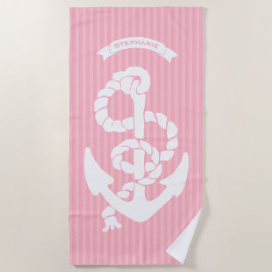 Ankreuzen Ihres Namens oder Zitats in Rosa und Wei Strandtuch