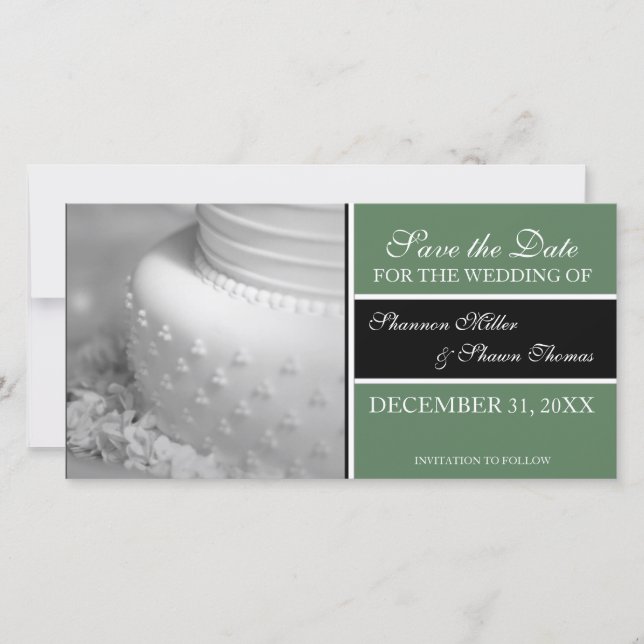 Ankündigung Datum freihalten Foto-Karten {Grün} (Vorderseite)