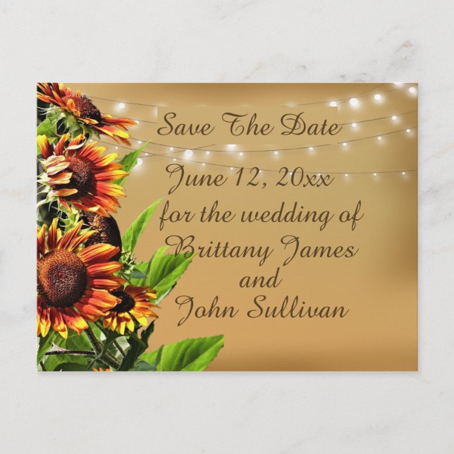 Ankündigung Datum freihalten, Sonnenblumen Postkarte (Vorderseite)