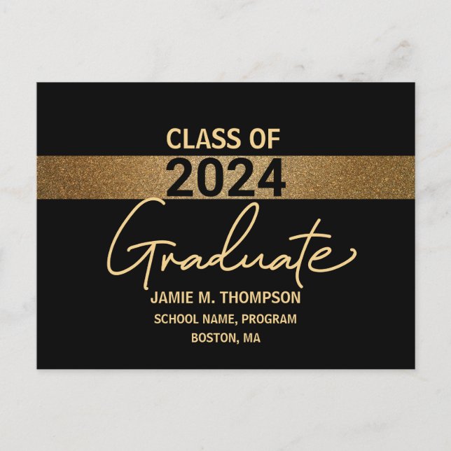 Ankündigung der Black Gold Class von 2024 Abschlus Postkarte (Vorderseite)