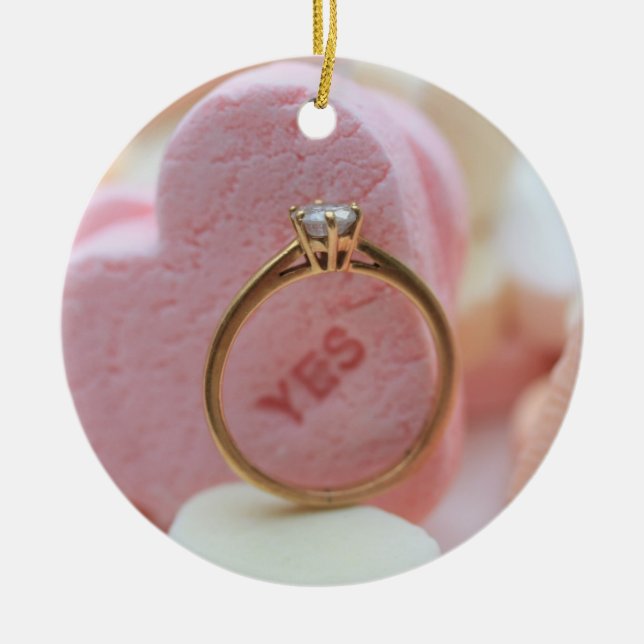 Ankündigung der Diamantring-Verlobung Keramikornament (Vorne)