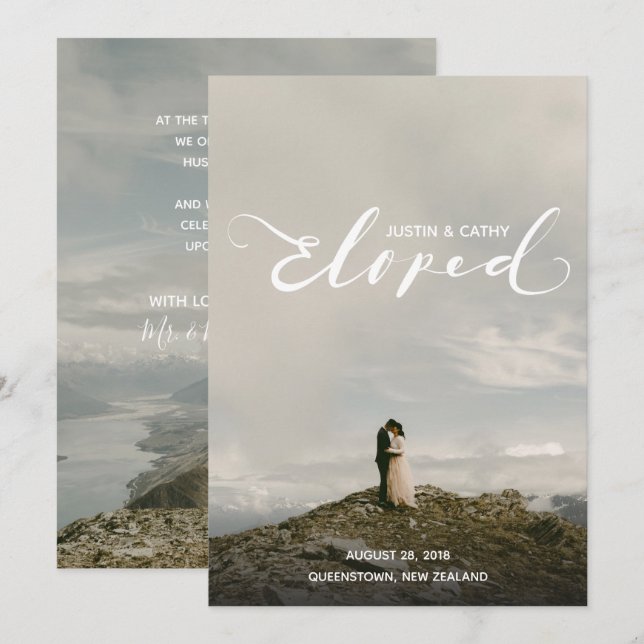 Ankündigung der Ehe personalisierter Eloptionen (Vorne/Hinten)