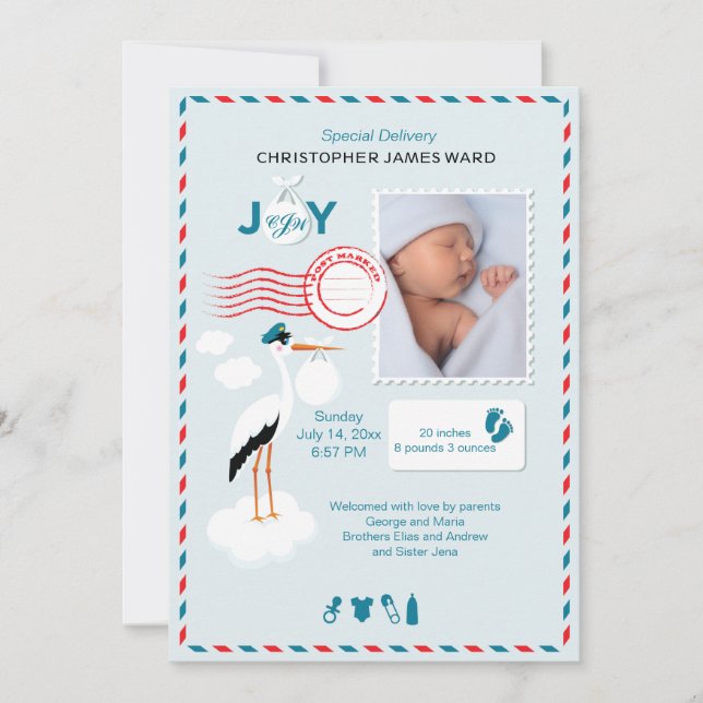 Ankündigung der Geburt des Fotos (Vorderseite)