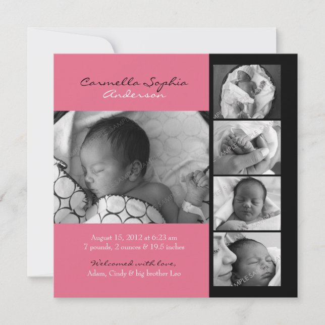 Ankündigung der Geburt des modernen Fotos (Vorderseite)