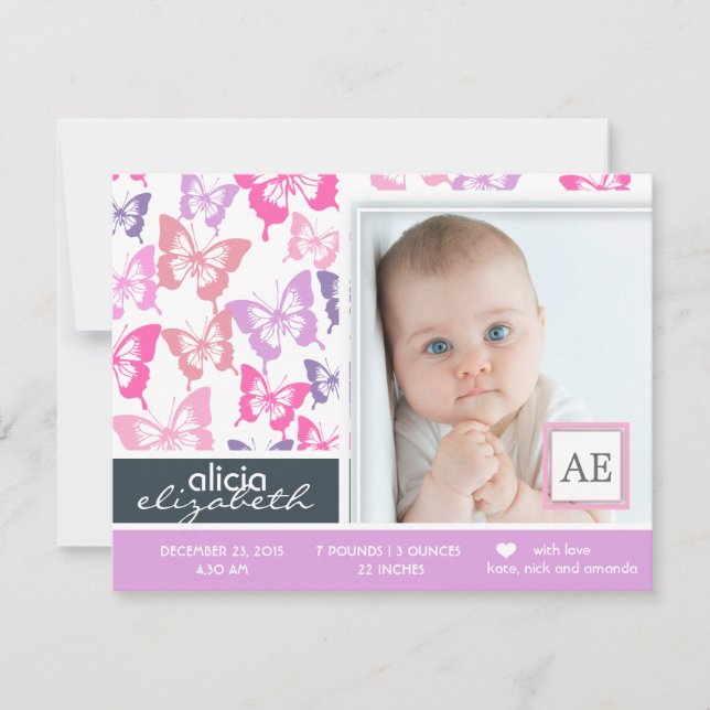 Ankündigung der Geburt eines Fotos von Butterfys (Vorderseite)