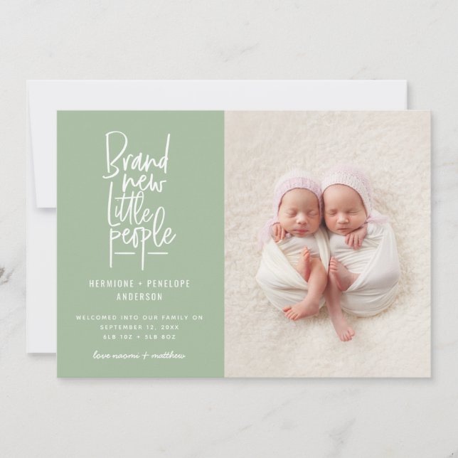 Ankündigung der Geburt eines Zwillings von Hand (Vorderseite)