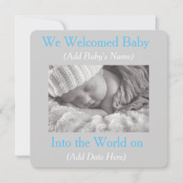 Ankündigung der Geburt von "Grey and Blue Baby Boy