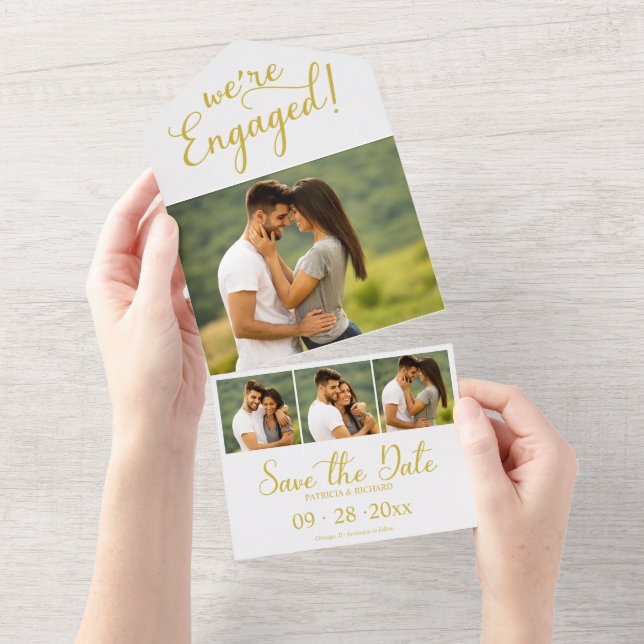 Ankündigung der Gold-Verlobung und Save the Date (Abreißen)