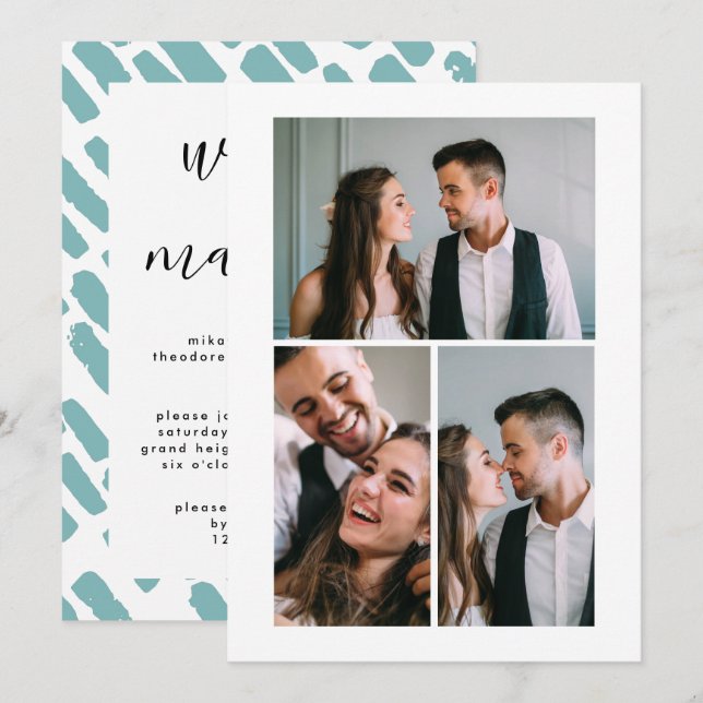 Ankündigung der Hochzeit von drei Fotos (Vorne/Hinten)