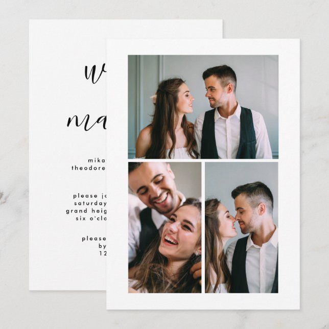 Ankündigung der Hochzeit von drei Fotos (Vorne/Hinten)