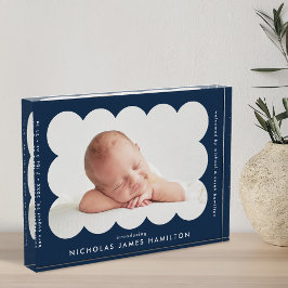 Ankündigung der Marine Moderne Scalloped Birth Fotoblock