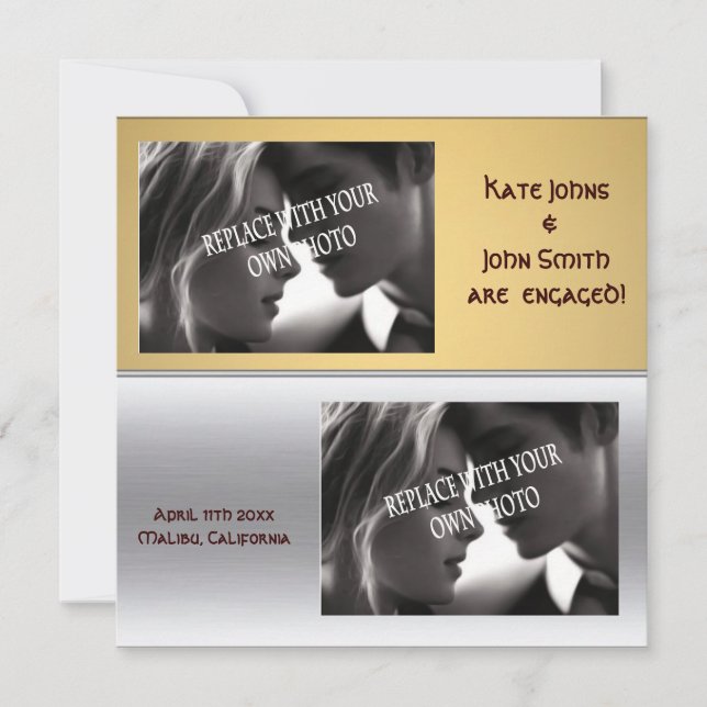 Ankündigung der modernen Verlobung am Platz (Vorderseite)