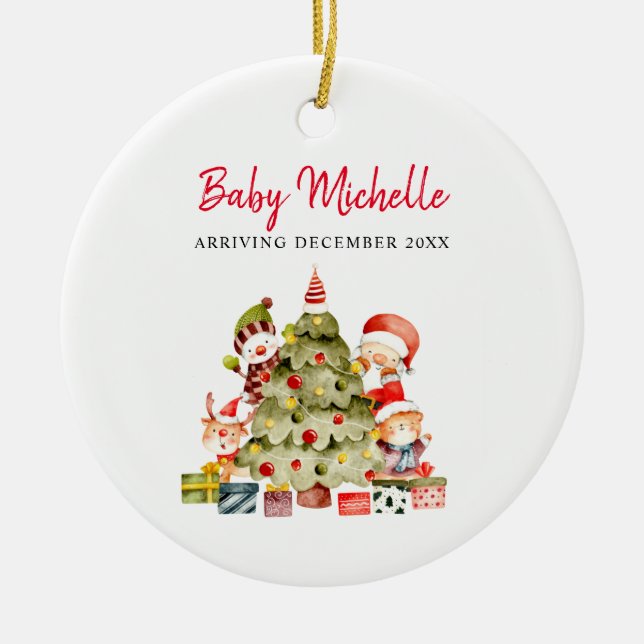 Ankündigung der niedlichen Baby Girl Pregnancy Keramik Ornament (Vorne)