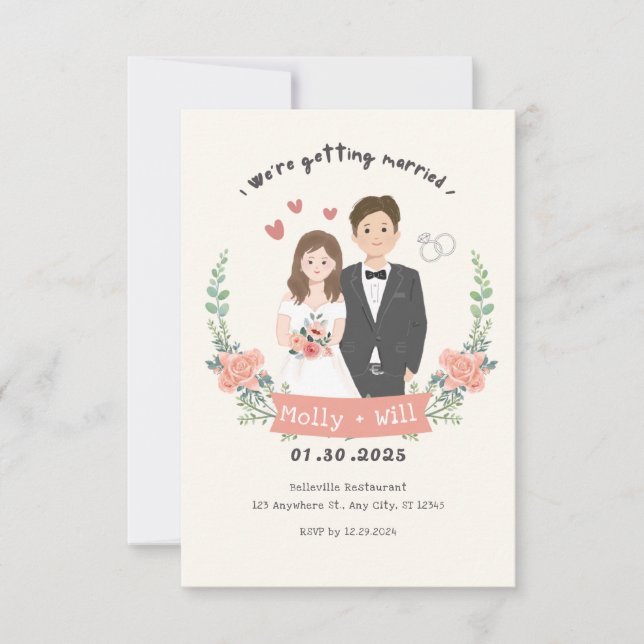 Ankündigung der niedlichen Hochzeitseröffnungsfeie (Vorderseite)
