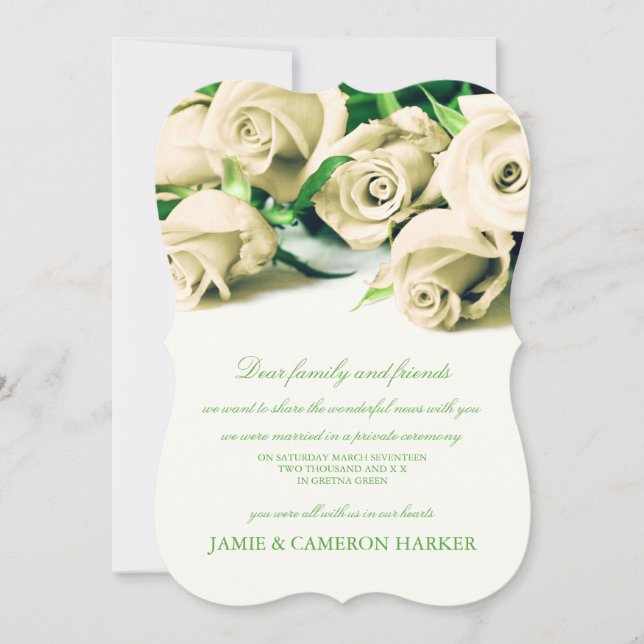 Ankündigung der Romantik White Roses Elopement (Vorderseite)