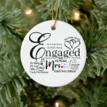 Ankündigung der verlobten Collage Wedding Keramik Ornament<br><div class="desc">Verlobte Wortcollage personalisiert mit dem Datum der Verlobung,  dem Nachnamen und den Vornamen des Ehepaares.</div>