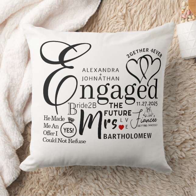 Ankündigung der verlobten Collage Wedding Kissen (Decke)
