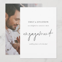 Ankündigung der Verlobung für elegantes Script-Fot