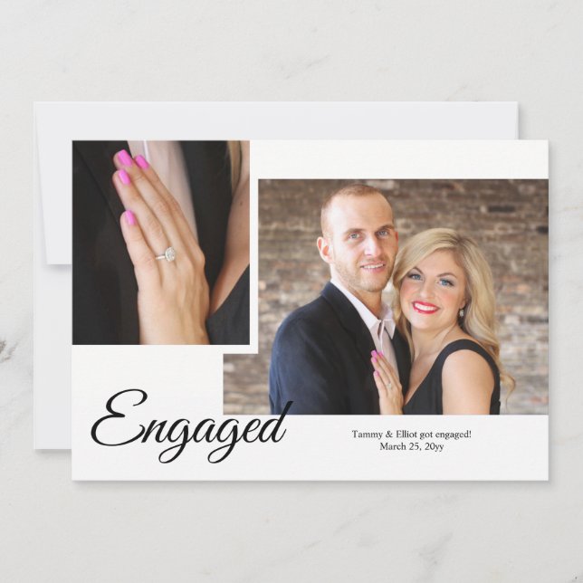 Ankündigung der Verlobung von Skript-Foto anzeigen (Vorderseite)