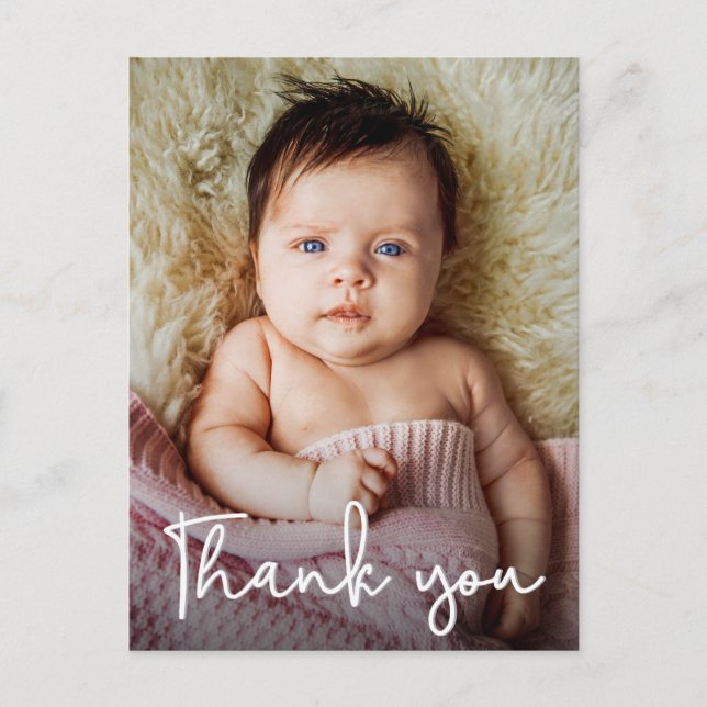 Ankündigung der vertikalen Foto Baby Shower Postkarte (Vorderseite)