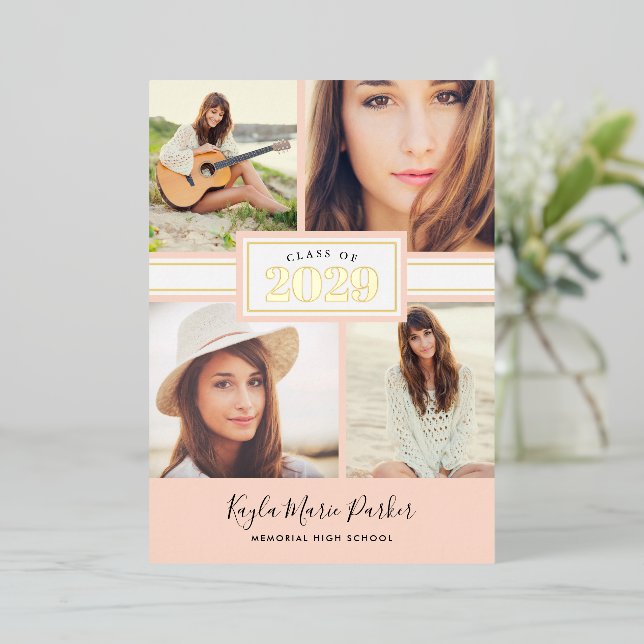 Ankündigung des Abschlusses "Blush and Gold Foil"- (Stehend vorne)