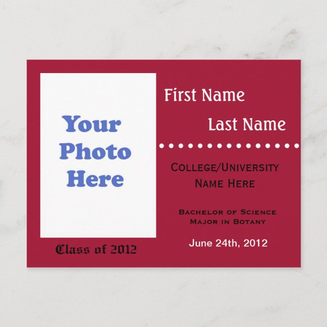 Ankündigung des Abschlusses der Universität (Vorderseite)