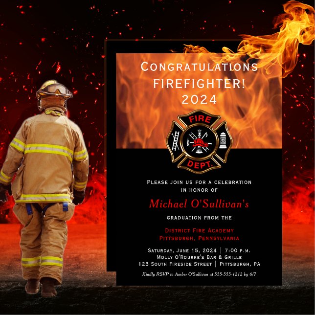 Ankündigung des Abschlusses des Feuerwehrmanns | P (Firefighter Graduation Announcement Party)