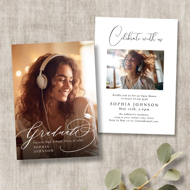 Ankündigung des Abschlusses des modernen kalligraf (Modern Calligraphy Photo Graduation Announcement)