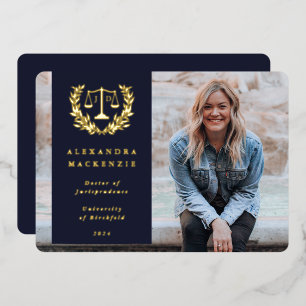 Ankündigung des Abschlusses "Foil/Navy JD Law Scal
