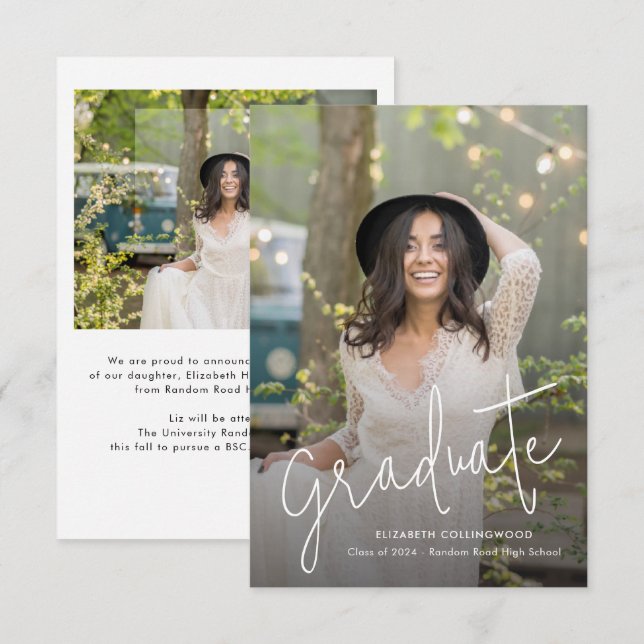 Ankündigung des Abschlusses für das Skript-Foto (Vorne/Hinten)