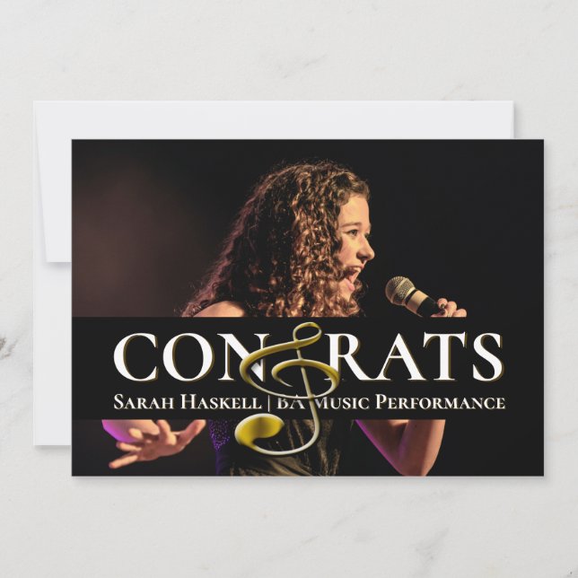 Ankündigung des Abschlusses für Musikstudenten Tre (Vorderseite)