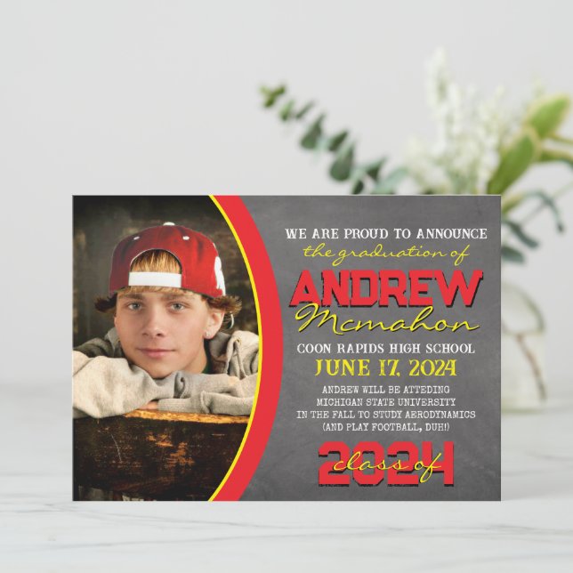 Ankündigung des Abschlusses "Red and Yellow Chalkb (Stehend Vorderseite)